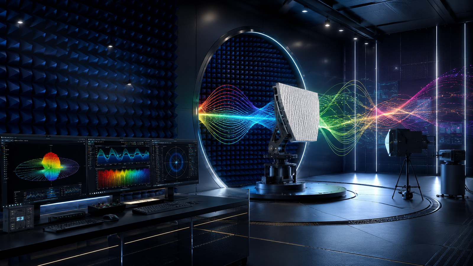 Futuristic RF chamber and antenna measurement visualization